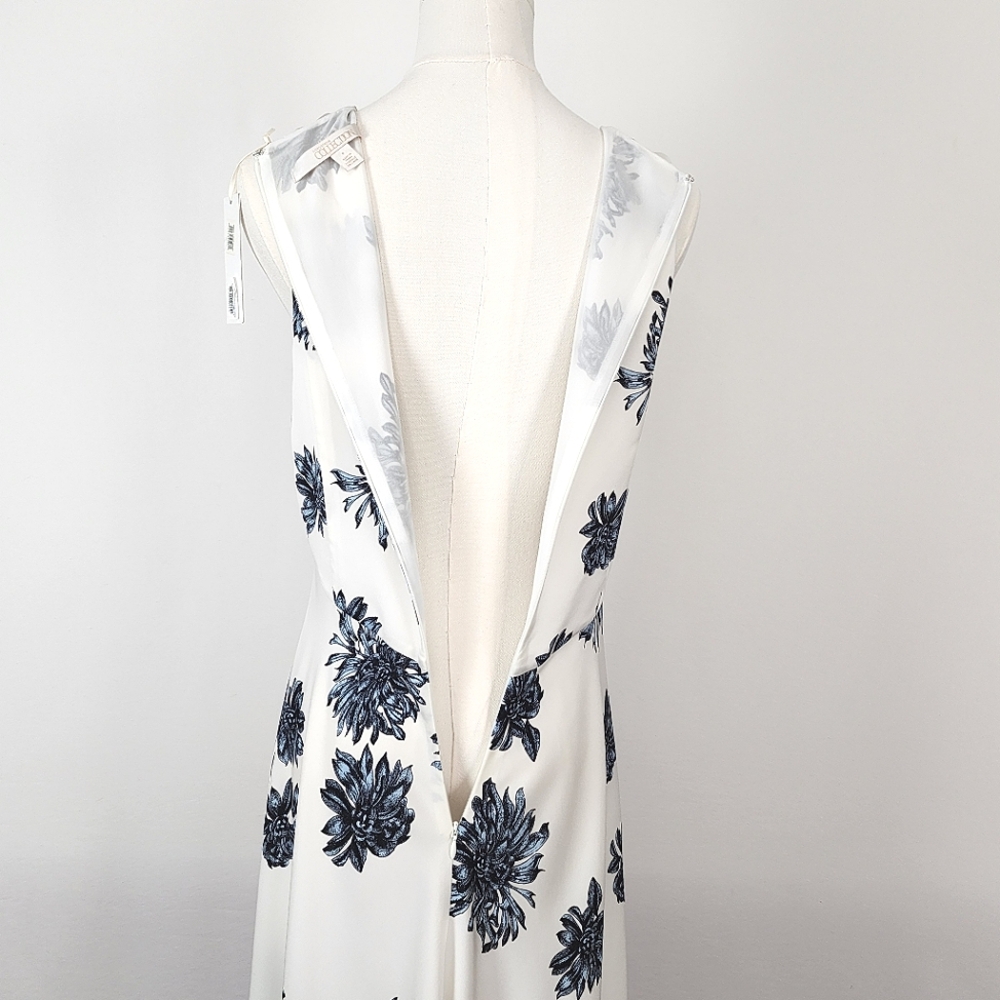 NWT Nordstrom Collection Silk Midi Slip Dress Size 6 Floral Ivory & Blue - Picture 11 of 14